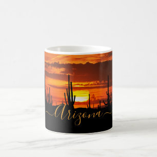 Mug Arizona pittoresque Saguaros au coucher du soleil