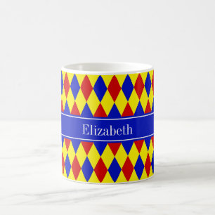 Mug Arlequin jaune rouge Arlequin Royal Ribbon Monogra