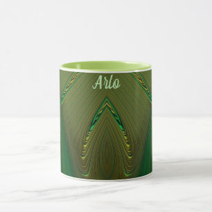 Mug ARLO ~ Zany 3D Fractal ~ Gold Green