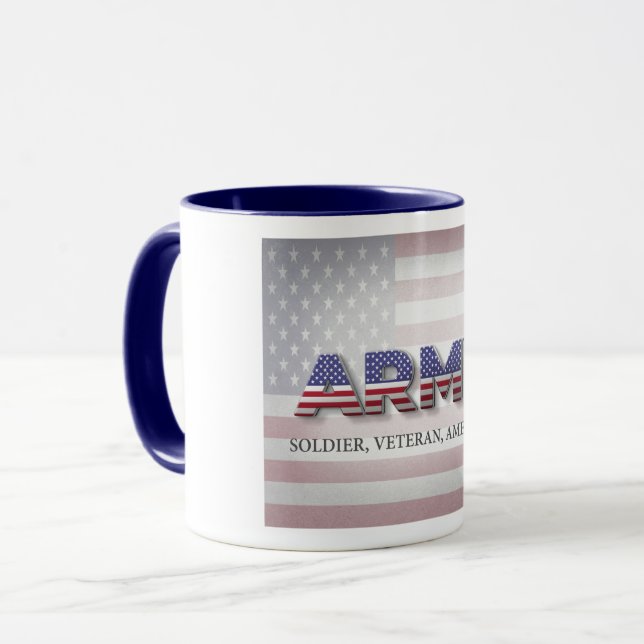 Mug Armée "Soldat, Vétéran, Américain" (Devant gauche)