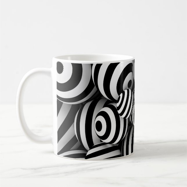 Mug Arrière - plan abstrait blanc avec boules et lin n (Gauche)
