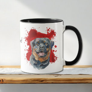 Mug Arrière - plan Abstrait rouge chien Rottweiler