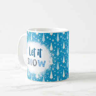 Mug Arrière - plan Bleu Avec Arbres et 'Laisse-le neig