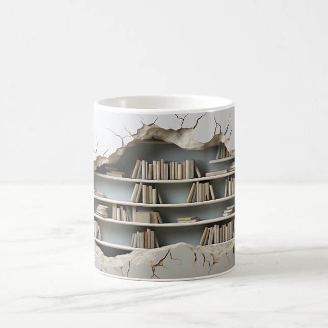Mug Arrière - plan de bibliothèque 3D (Centre)