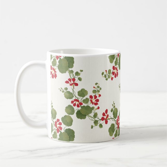 Mug Arrière - plan de crèmes de Nasturtium rouge (Gauche)