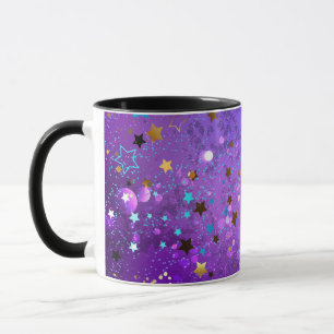 Mug Arrière - plan de feuille violet avec étoiles