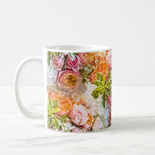 Mug Arrière - plan de fleurs d'été, bouquets de fleurs (Gauche)