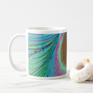 Mug Arrière - plan des lignes de plumes de paon