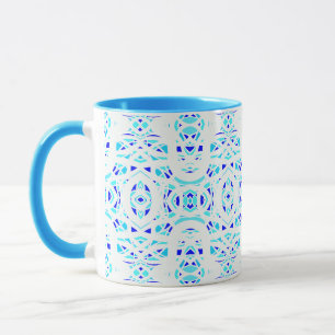Mug Art à la gouache abstrait bleu blanc Firebrand