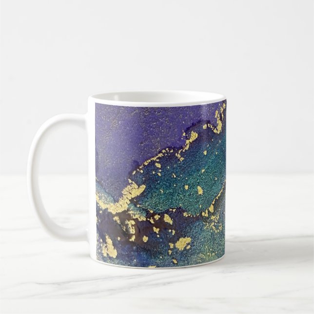 Mug Art Abstrait Liquide De L'Encre D'Alcool D'Or Mult (Gauche)
