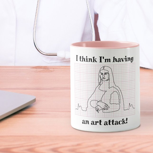 Mug Art Attack Funny Mona Lisa EKG Cardiology Pun (Créateur téléchargé)
