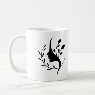 Mug Art botanique de profil féminin en ligne minimalis