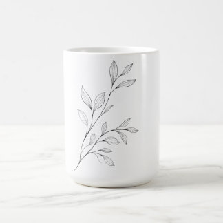 Mug Art botanique minimaliste en ligne noire