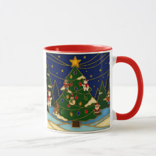Mug Art de cloisonné Forêt fantaisiste Noël classique 
