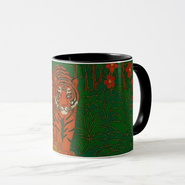 Mug Art de cloisonné Tigre sur le chemin de la jungle (Devant droit)