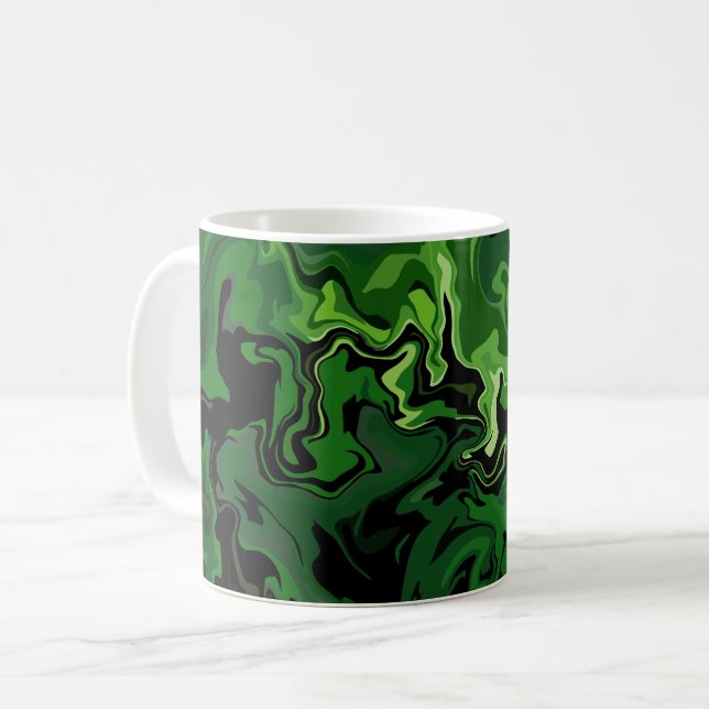 Mug Art de flux vert abstrait (Devant gauche)
