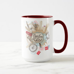 Mug Art de griffonnage de ville de Londres