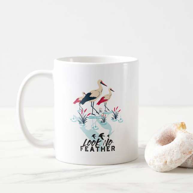 Mug Art de la chaudière à cigogne - 'Look No Feather' (Avec donut)