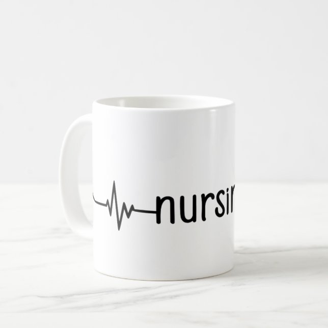 Mug Art de la ligne Heartbeat avec stéthoscope (Devant gauche)