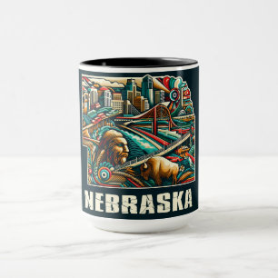 Mug Art de la skyline de la ville géométrique audacieu