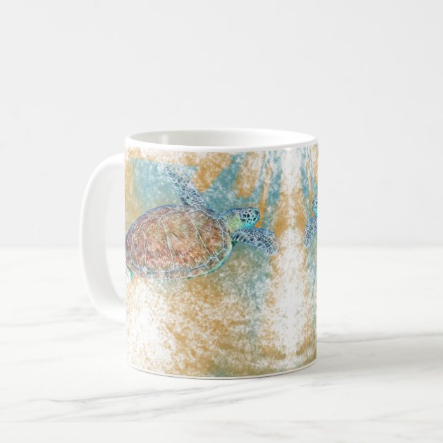 Mug Art de la tortue de mer Art côtier (Devant gauche)