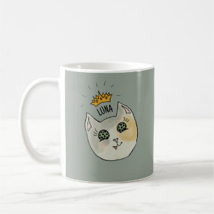 Mug Art de nom de chat personnalisé - Chat blanc dodu