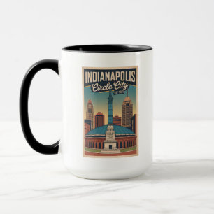 Mug Art de paysage urbain rétro d'Indianapolis Indiana
