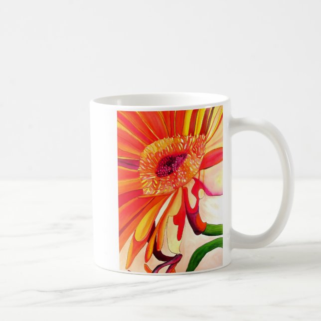 Mug Art de peinture à l'aquarelle de fleurs de Gerbera (Droite)