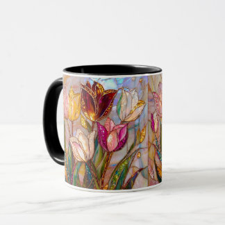 Mug Art de tulipe en verre coloré de style bijou flora
