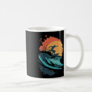 Mug Art de vague de surf au coucher du soleil, silhoue
