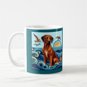 Mug Art de vagues océaniques de style quilling pour Rh