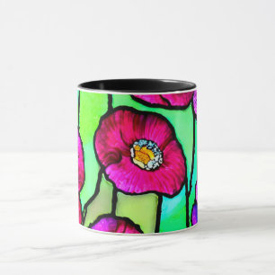 Mug Art de verre aux anémones