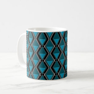 Mug art déco à motif géométrique bleu noir