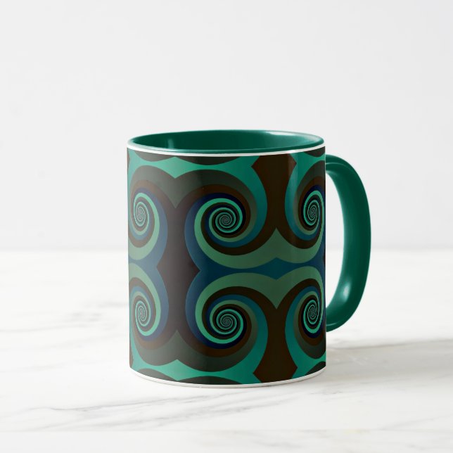 Mug Art déco classique noir et vert (Devant droit)
