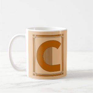 Mug Art déco de lignes droites avec le monogramme,