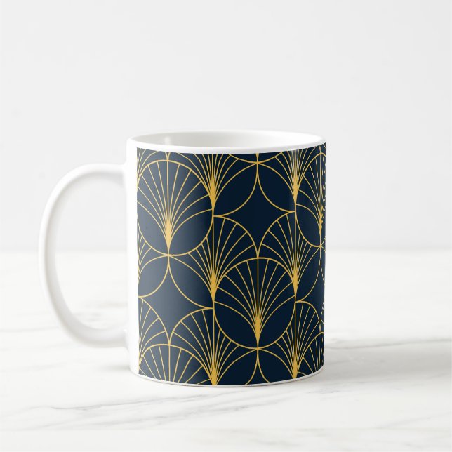 Mug Art Déco Elégance : Motifs Ventilateurs (Gauche)