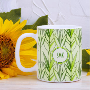 Mug Art Déco Elégant Feuille vert feuillu motif floral