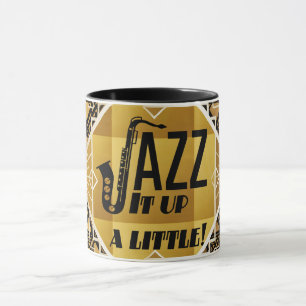 Mug Art déco jazz saxophone noir or musique
