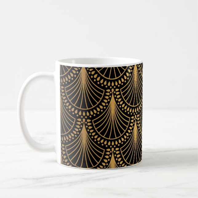 Mug Art Déco, or noir, motif sans soudure. (Gauche)