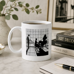 Mug Art Déco silhouette de piano Noir et blanc