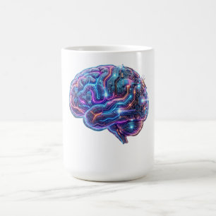 Mug Art des circuits cérébraux du cyborg de l'IA cyber