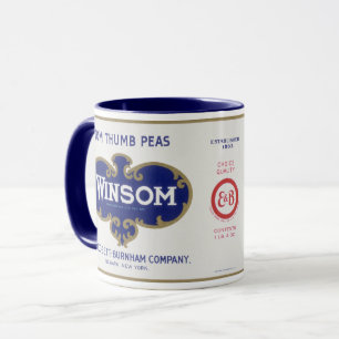 Mug Art d'étiquette de canette de légumes vintage, Win