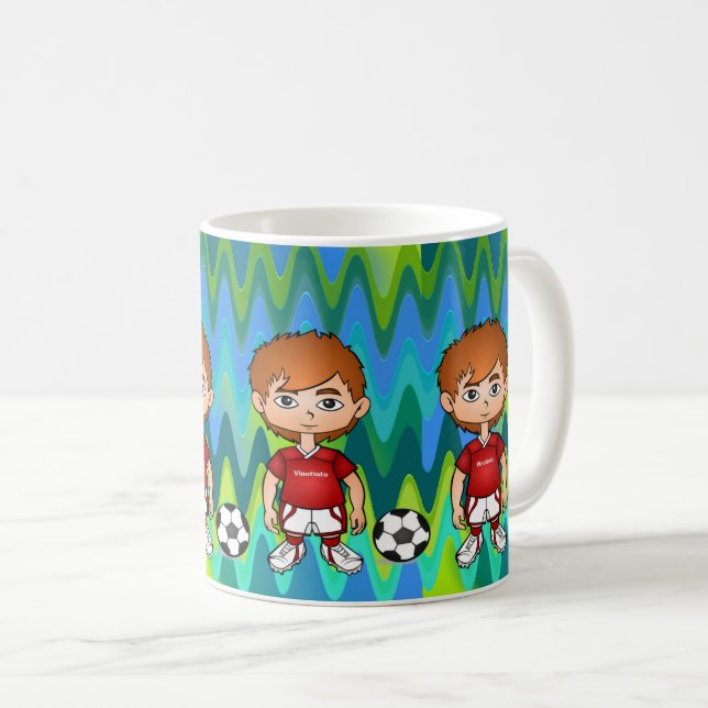 Mug Art du joueur de football à paniers d'action (Devant droit)