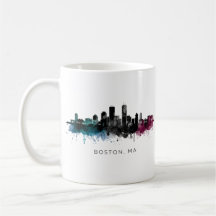 Art du Massachusetts | Aquarelle de la skyline de