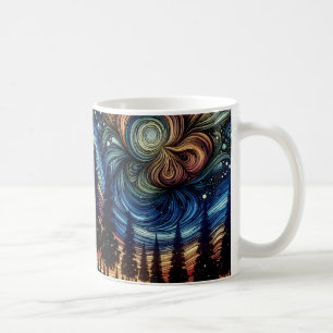 Mug Art éthéré mystique avec des arbres et un ciel noc