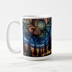 Mug Art éthéré mystique avec des arbres et un ciel noc