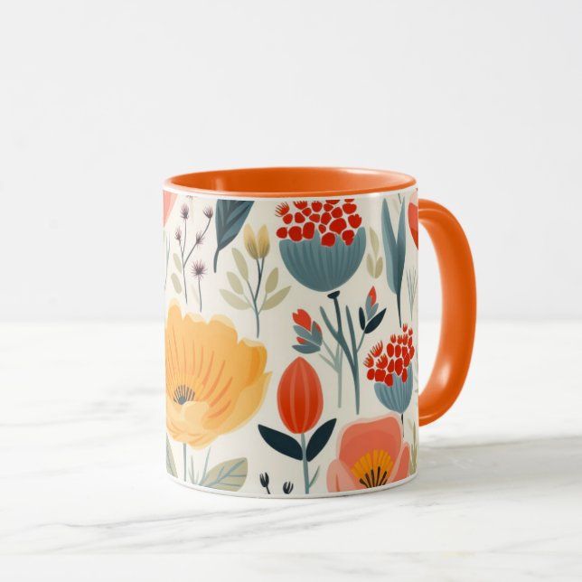 Mug Art Fleur Coloré (Devant droit)