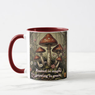 Mug Art Fleurs sauvages et champignons rouges vintage
