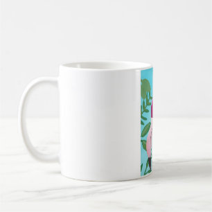 Mug art floral tropical flamant aquarelle oiseau