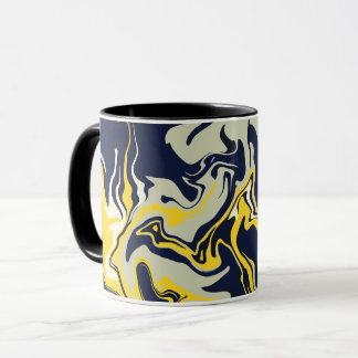 Mug Art fluide en vert olive clair, jaune et crème